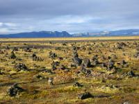 Laufskálavarða Lavafläche mit Steinanhäufungen